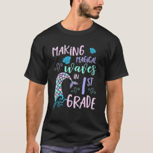 1e klas voor meisjes eerste leuke zeemeermin terug t-shirt