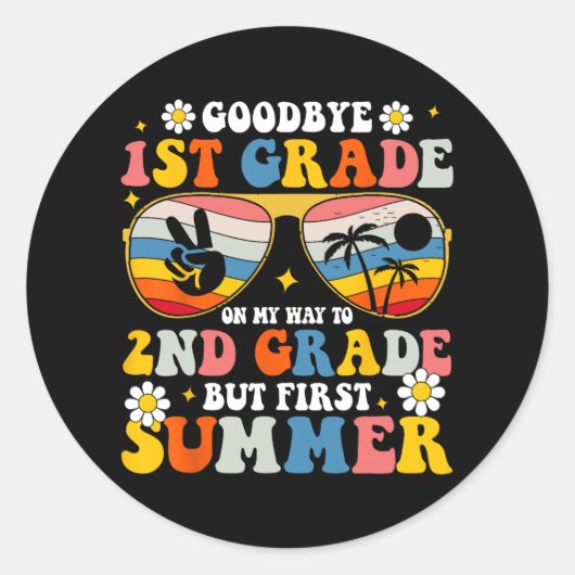 1e klas welkom bij 2e maar zomer eerst ronde sticker (Voorkant)