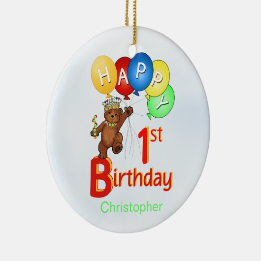 1e koninklijk Beer van Birthday Keramisch Ornament (Rechts)