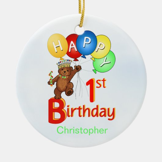 1e koninklijk Beer van Birthday Keramisch Ornament (Voorkant)