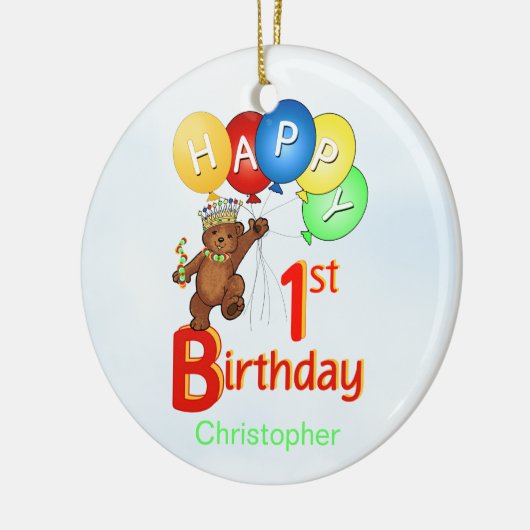 1e koninklijk Beer van Birthday Keramisch Ornament (Links)