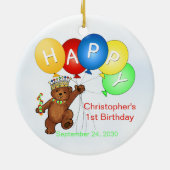 1e koninklijk Beer van Birthday Keramisch Ornament (Achterkant)
