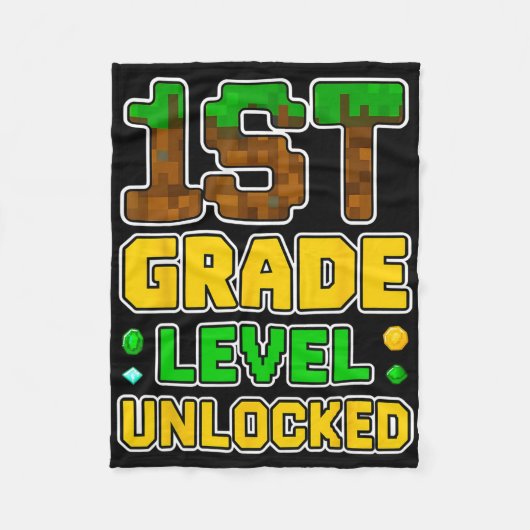 1e leerjaar ontgrendeld videogamer Pixel Ck naar S Fleece Deken (Voorkant)