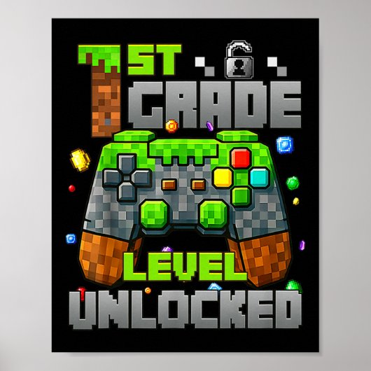 1e leerjaar ontgrendeld videogamer Pixel Ck naar S Poster (Voorkant)