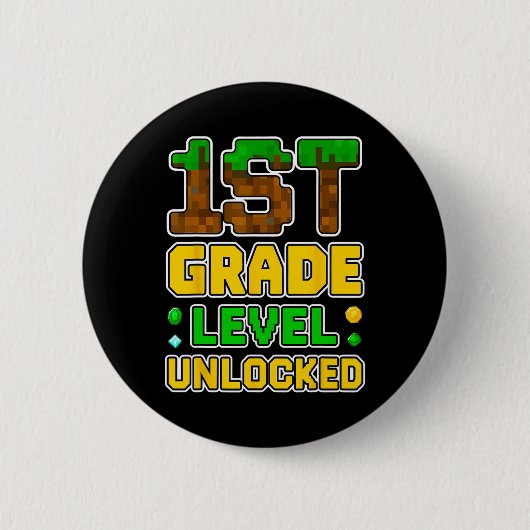 1e leerjaar ontgrendeld videogamer Pixel Ck naar S Ronde Button 5,7 Cm (Voorkant)