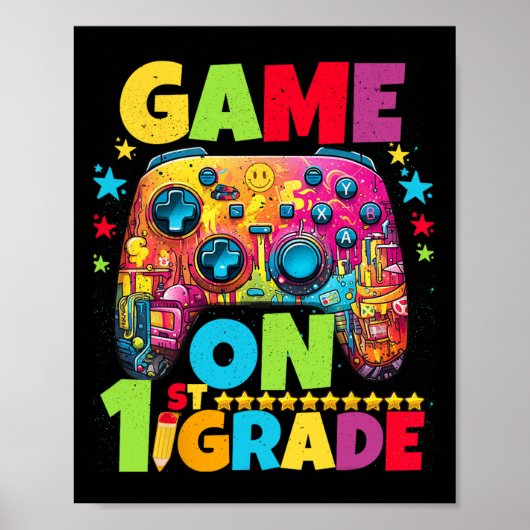 1e leerjaar ontgrendeld videogamer pixel naar S Poster (Voorkant)