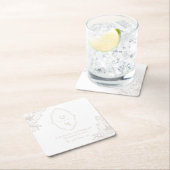 1e Letters Bruid, bruidegom met Magnolia Line Art Kartonnen Onderzetters (Insitu)