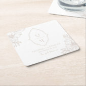 1e Letters Bruid, bruidegom met Magnolia Line Art Kartonnen Onderzetters (Schuin)