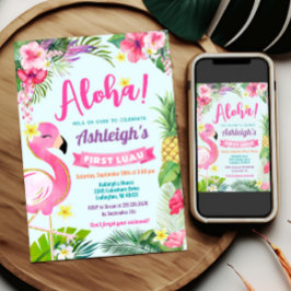 1e Luau Verjaardag Tropische Zomeruitnodiging Kaart