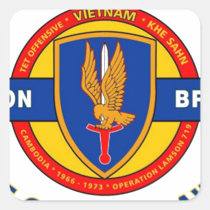 1E LUCHTVAARTBRIGADE VIETNAM "GOLDEN HAWKS" VIERKANTE STICKER