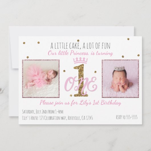 1e MAANDAGEN 1 verjaardag Fotouitnodiging prinses Kaart (Voorkant)