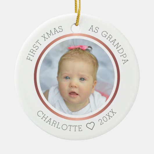 1e mas op foto van opa Modern Twee Keramisch Ornament (Voorkant)