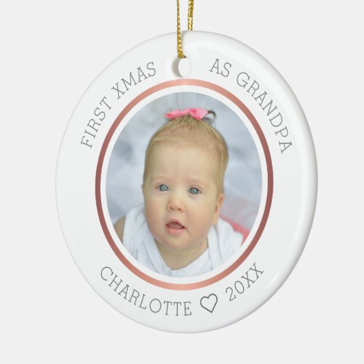 1e mas op foto van opa Modern Twee Keramisch Ornament (Links)