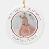 1e mas op foto van opa Modern Twee Keramisch Ornament (Achterkant)