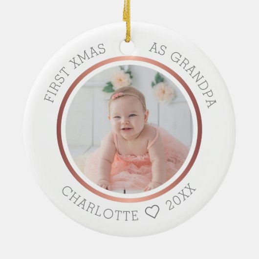 1e mas op foto van opa Modern Twee Keramisch Ornament (Achterkant)