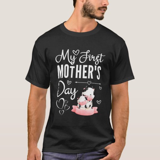 1e Moederdag Als Een Moeder Koe Moeder Mijn Eerste T-shirt (Voorkant)