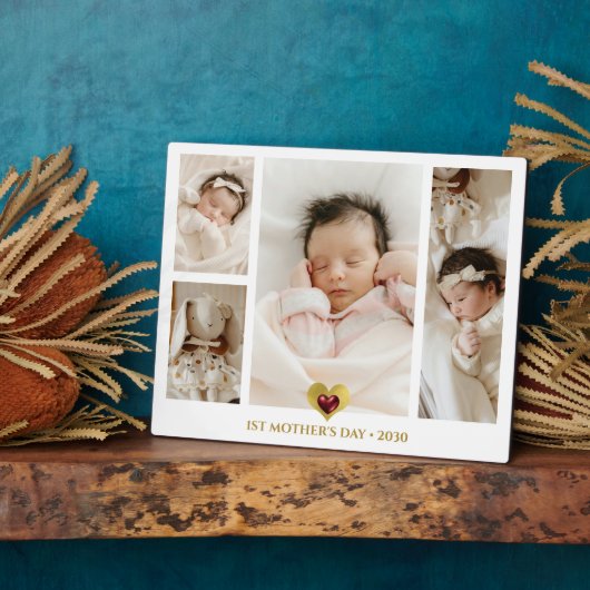 1e Moederdag Fotocollage Keepsake Fotoplaat (Zijkant)