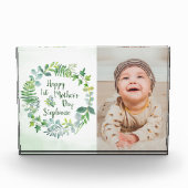 1e Moederdag Greenery Wreath gepersonaliseerd Fotoblokken (Voorkant)
