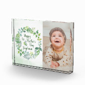 1e Moederdag Greenery Wreath gepersonaliseerd Fotoblokken (Rechts)