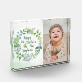 1e Moederdag Greenery Wreath gepersonaliseerd Fotoblokken (Links)
