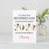 1e Moederdag Kaart als mijn nanny, vrolijke 1e moe (Staand voorkant)