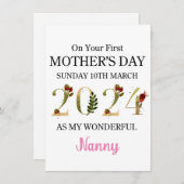 1e Moederdag Kaart als mijn nanny, vrolijke 1e moe (Voorkant / Achterkant)