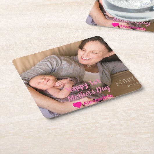 1e Moederdag Kartonnen Onderzetters (Schuin)