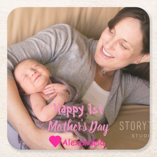 1e Moederdag Kartonnen Onderzetters (Voorkant)