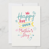 1e Moederdag roze blauwe typografie Feestdagenkaart (Voorkant)