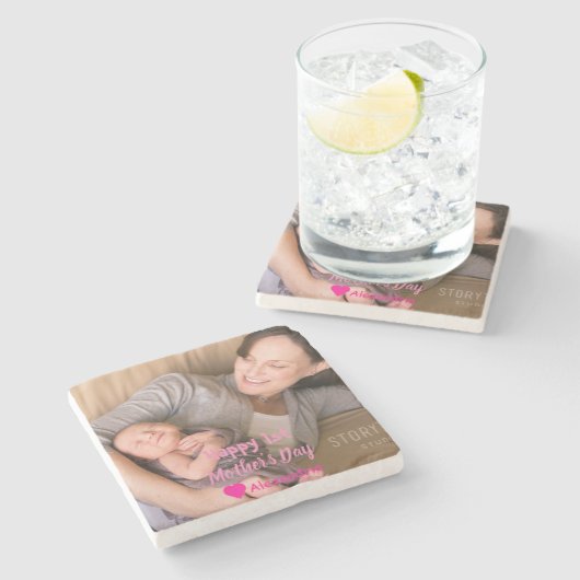 1e Moederdag Stenen Onderzetter (Zijkant)