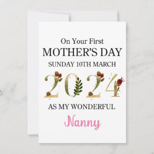 1e Moederdagkaart als mijn Nanny, Gelukkige 1e Moe Feestdagenkaart