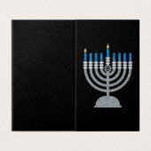 1e nacht van Hanukkah Glitter Cards 25 pk Kaart (Buitenkant ongevouwen)
