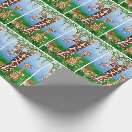 1e Oerwoud op de geboorte Cadeaupapier (Hoek)