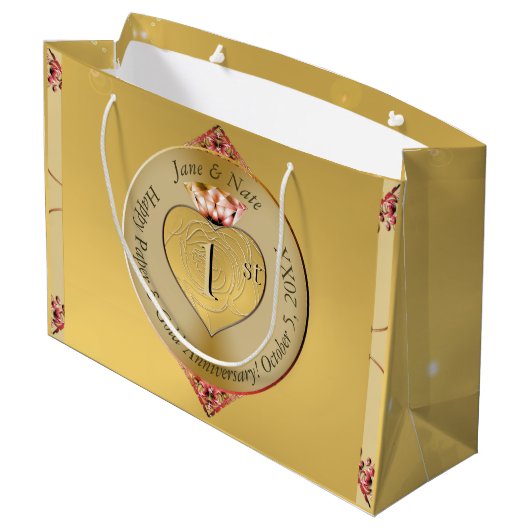 1e of 50e bruiloft Jubileum Golden Groot Cadeauzakje (Achterkant Gekanteld)