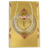 1e of 50e bruiloft Jubileum Golden Medium Cadeauzakje (Voorkant)