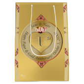 1e of 50e bruiloft Jubileum Golden Medium Cadeauzakje (Achterkant)