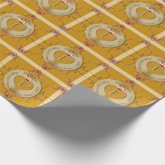 1e of 50e Golden Ochre bruiloft Jubileum Cadeaupapier (Hoek)