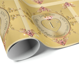 1e of 50e Golden Ochre bruiloft Jubileum Cadeaupapier