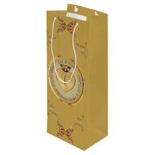 1e of 50e Golden Ochre Gift Bag Wijn Cadeautas