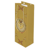 1e of 50e Golden Ochre Gift Bag Wijn Cadeautas (Voorkant Gekanteld)