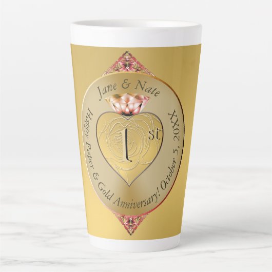 1e of 50e Gouden Jubileum Latte Mok (Voorkant)