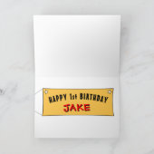 1e of elke leeftijd rood en geel vliegtuig verjaar kaart (Binnen)