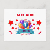 1e Opslagdatum Verjaardagsballonnen en Sterren S01 Aankondigingskaart (Voorkant)