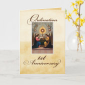 1e Ordinatie Jubileum Angels bij Altar Kaart (Gele Bloem)