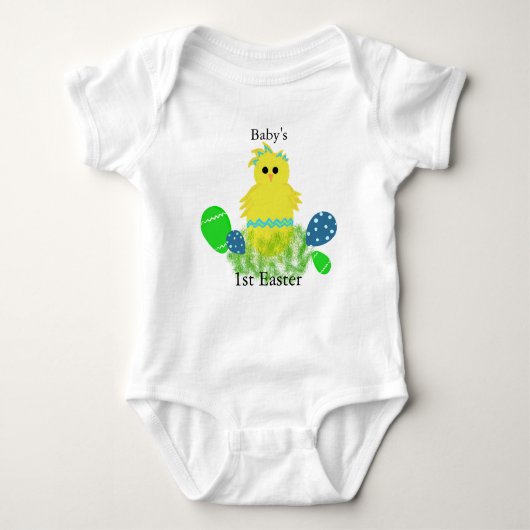 1e paasegeel blauw Baby kuikenei Romper (Voorkant)