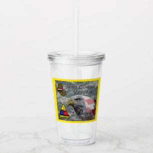 1e Pantserdivisie Irak Gevechtsveteraan Acryl Drinkbeker