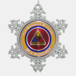 1e pantserdivisie kerstmis tin sneeuwvlok ornament