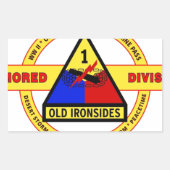 1E PANTSERDIVISIE "OUDE IRONSIDES" RECHTHOEKIGE STICKER (Voorkant)