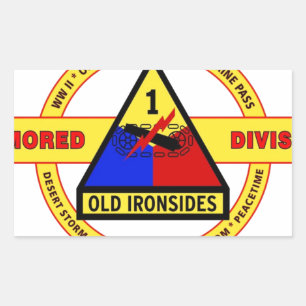 1E PANTSERDIVISIE "OUDE IRONSIDES" RECHTHOEKIGE STICKER