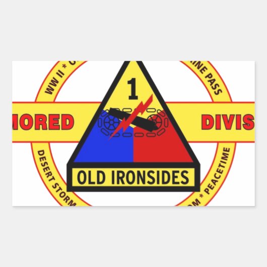 1E PANTSERDIVISIE "OUDE IRONSIDES" RECHTHOEKIGE STICKER (Voorkant)